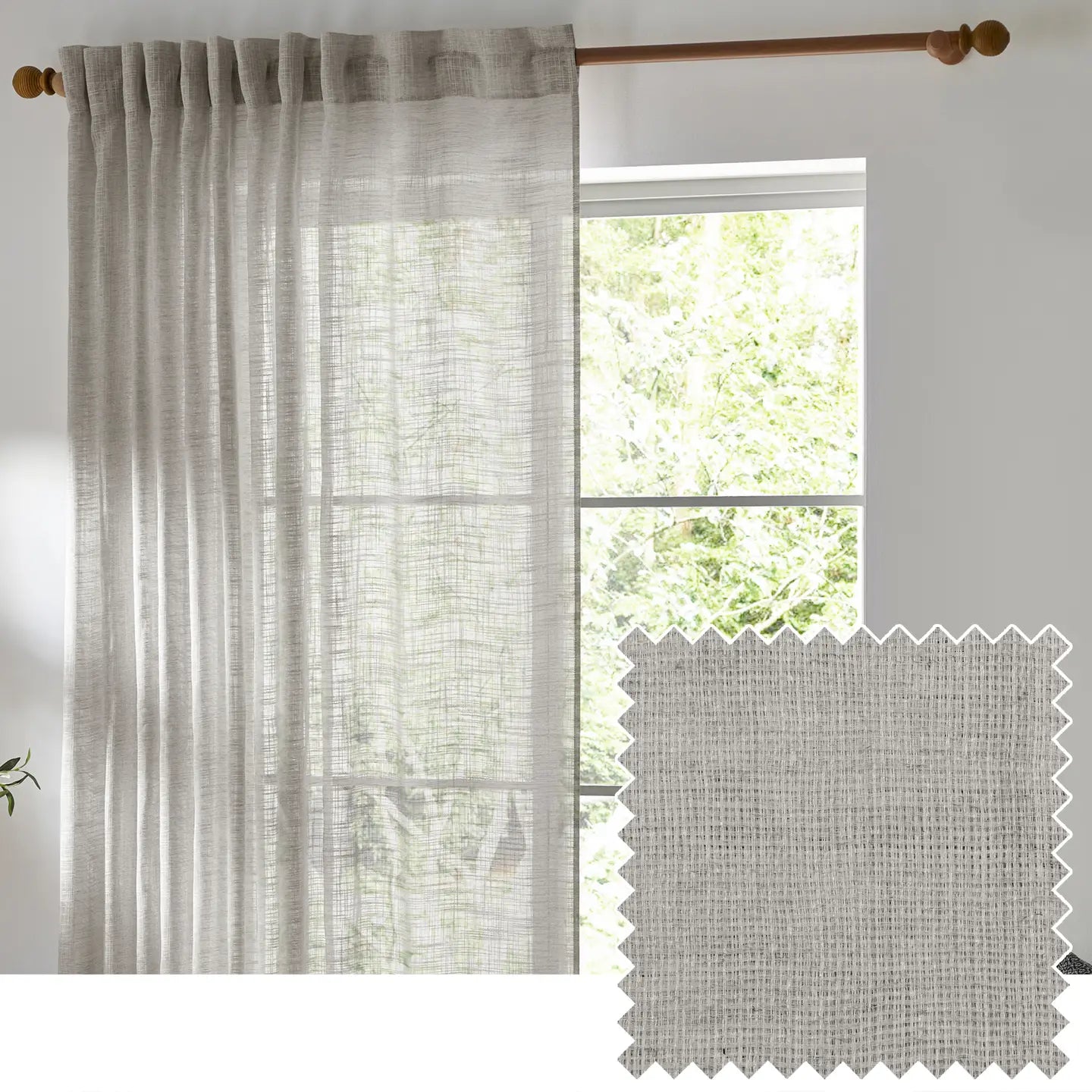 Cirrus Woven Sheer Curtain Panel - Grey
