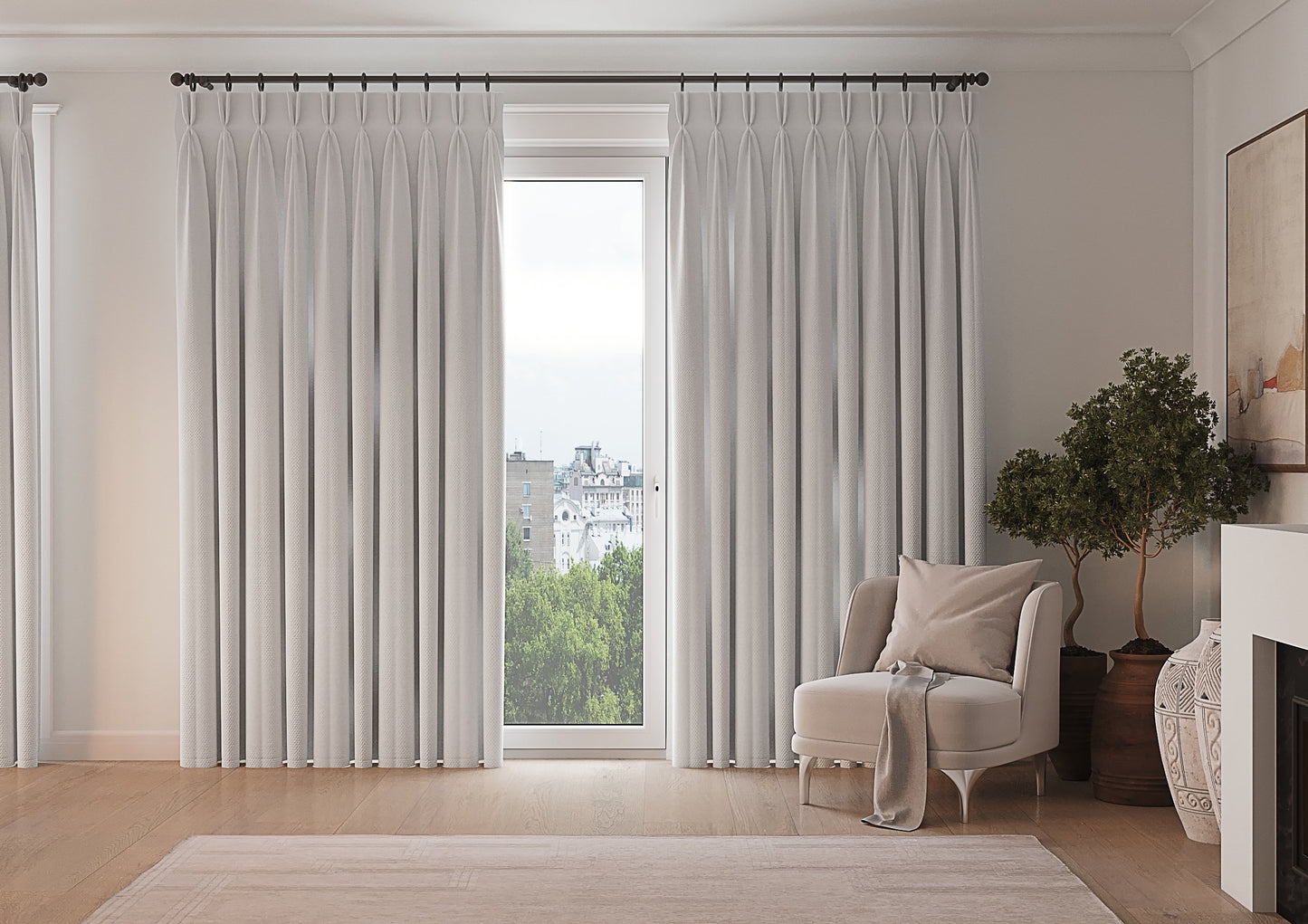 Made-to-Measure Romo Linara Curtains · Colour White Coconut