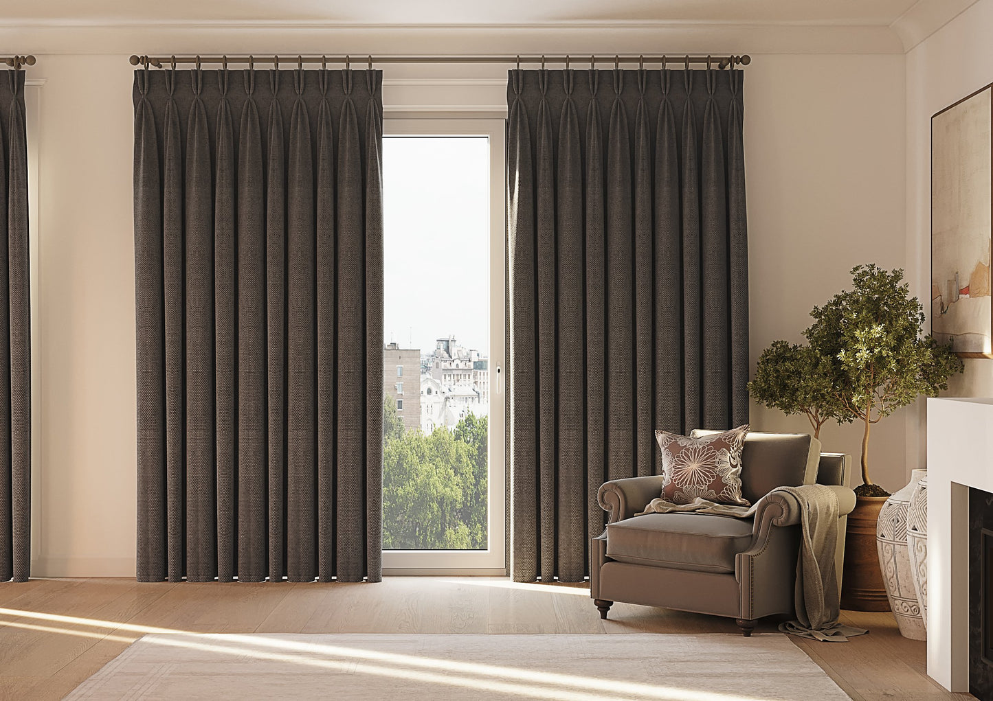 Made-to-Measure Romo Linara Curtains · Colour Grey Seal