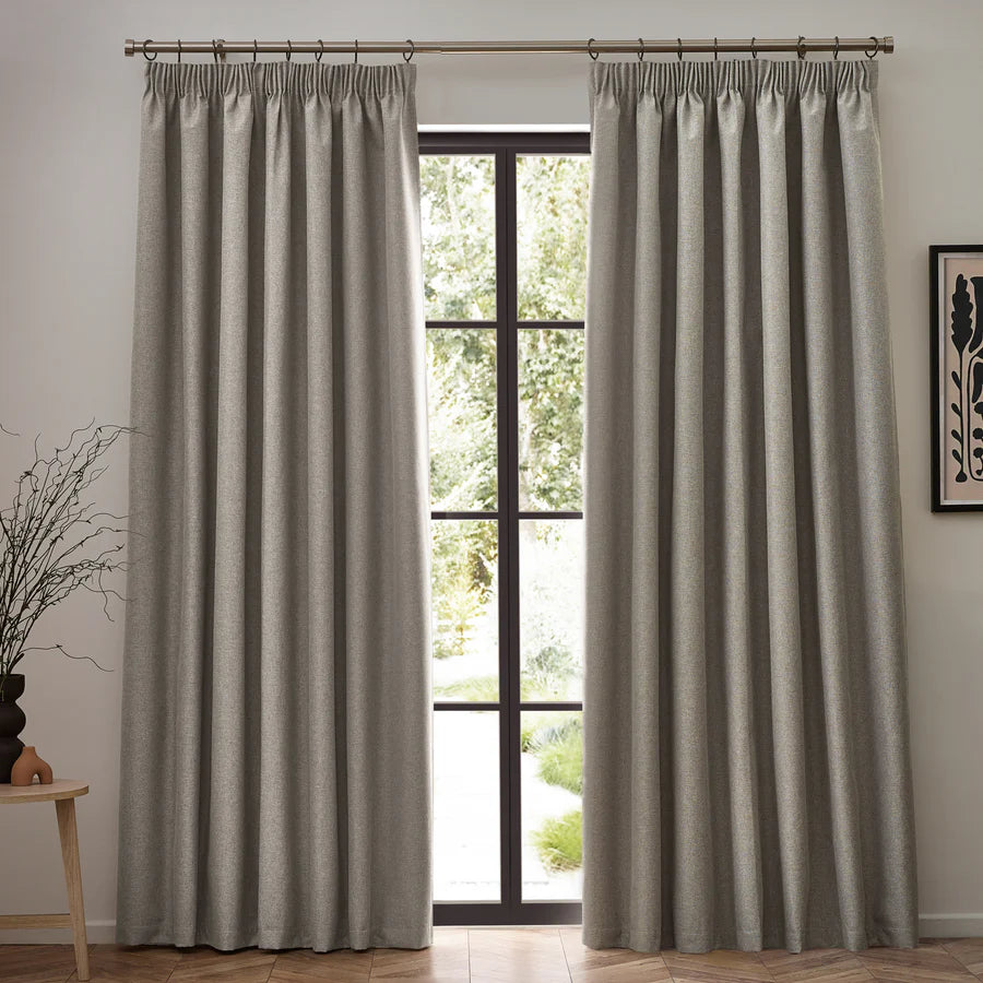 Dawn Blackout Pencil Pleat Curtains - Linen