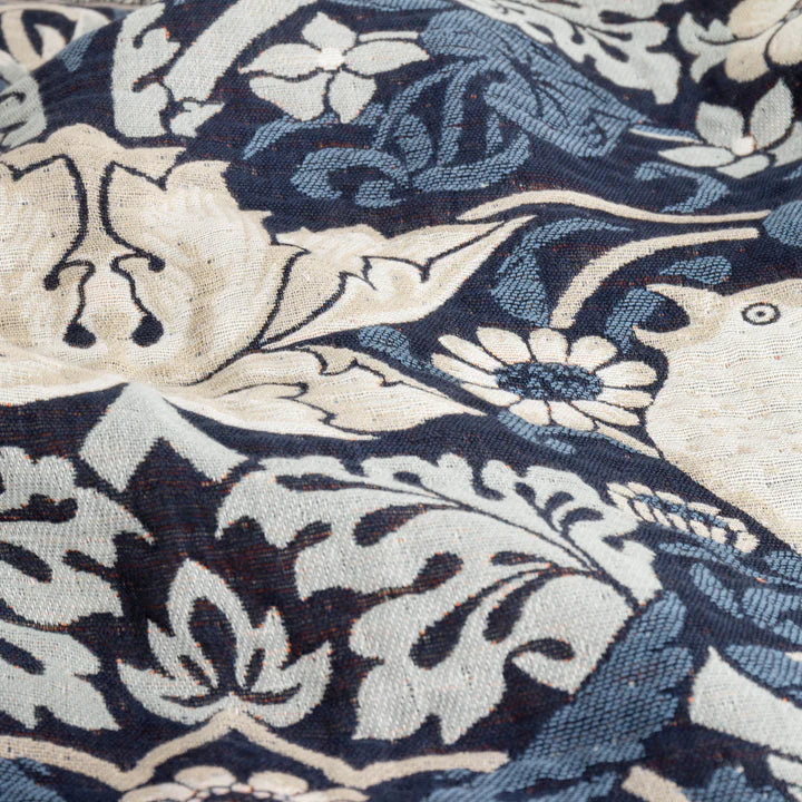 Morris & Co Strawberry Thief Jacquard Throw · Indigo