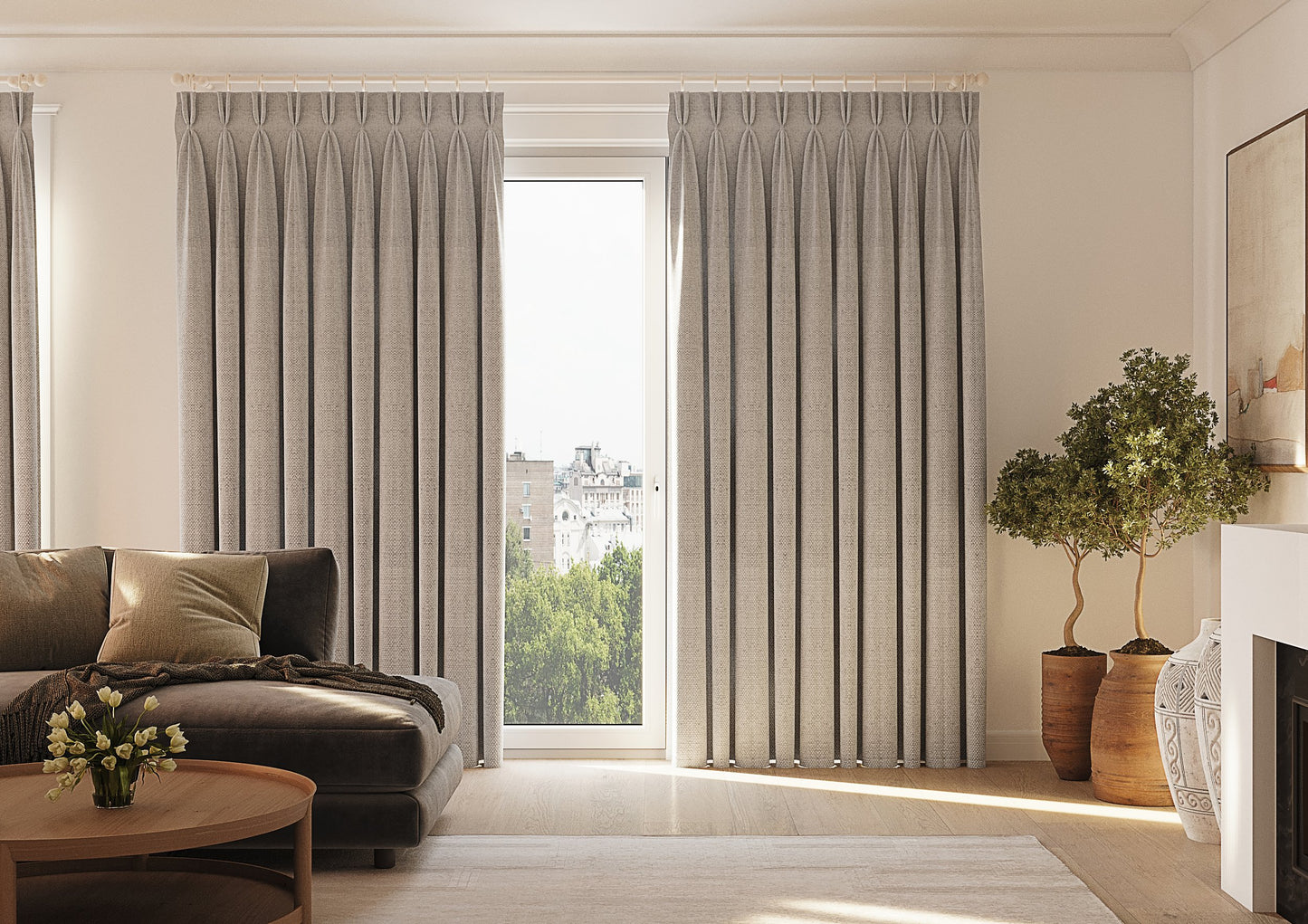 Made-to-Measure Romo Linara Curtains · Colour Feather Grey