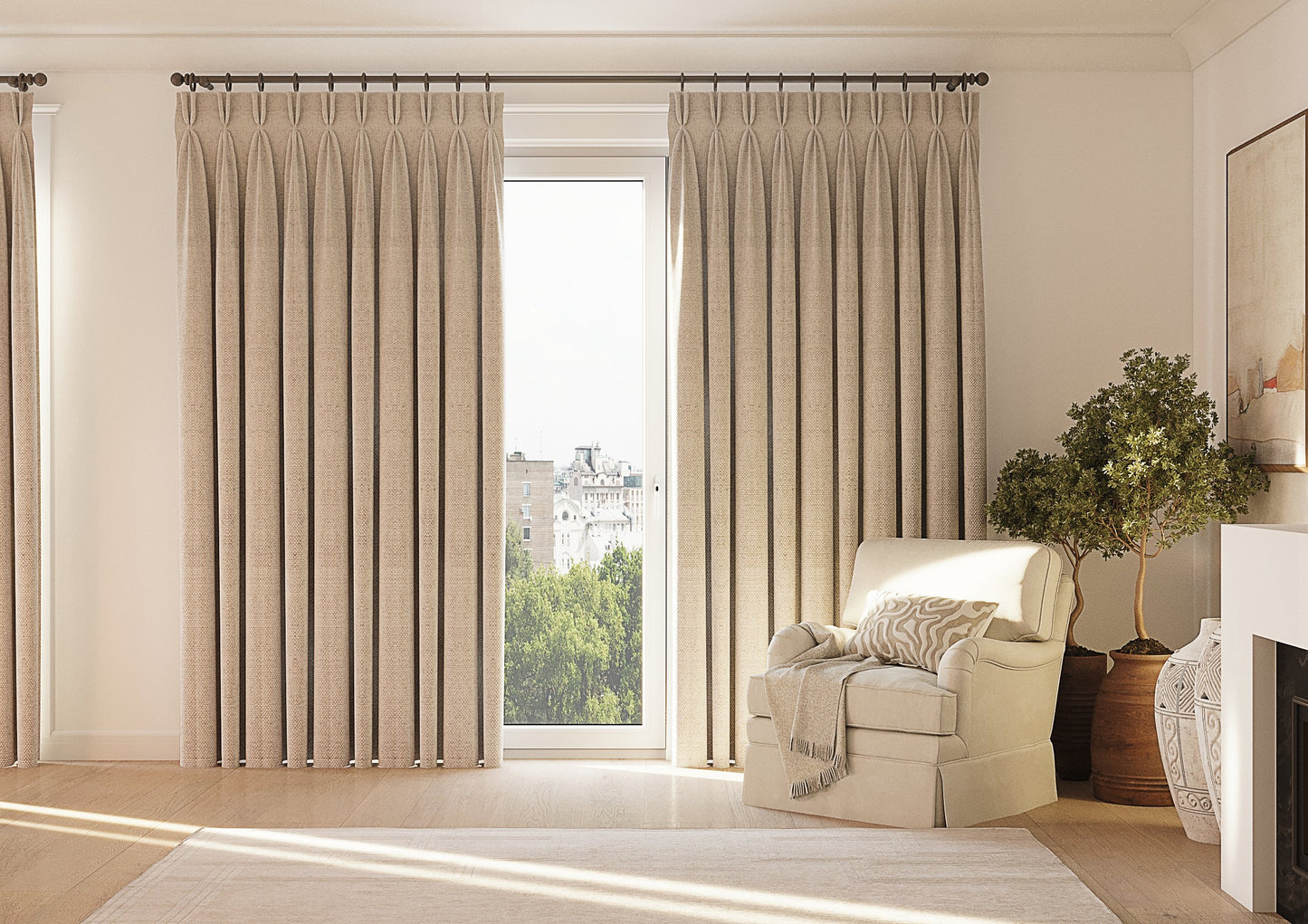 Made-to-Measure Romo Linara Curtains · Colour Beige Jute