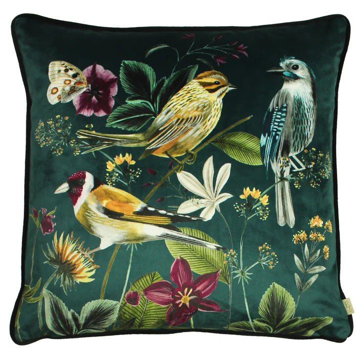 Evans Lichfield · Midnight Garden Bird Cushion · Green