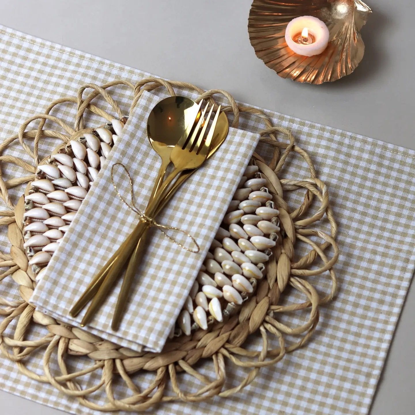 Autumnal Cotton Linen Napkins · Gingham Check