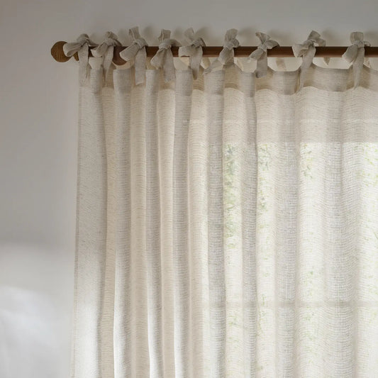 Tie Top Curtain Panel - Sheer, Natural