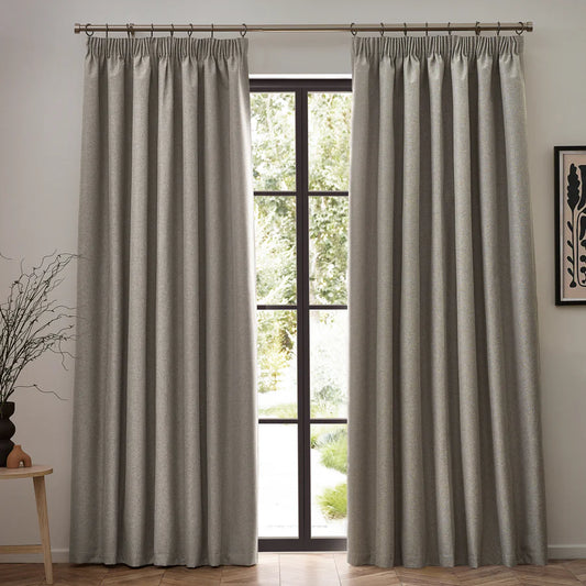 Dawn Blackout Pencil Pleat Curtains - Linen