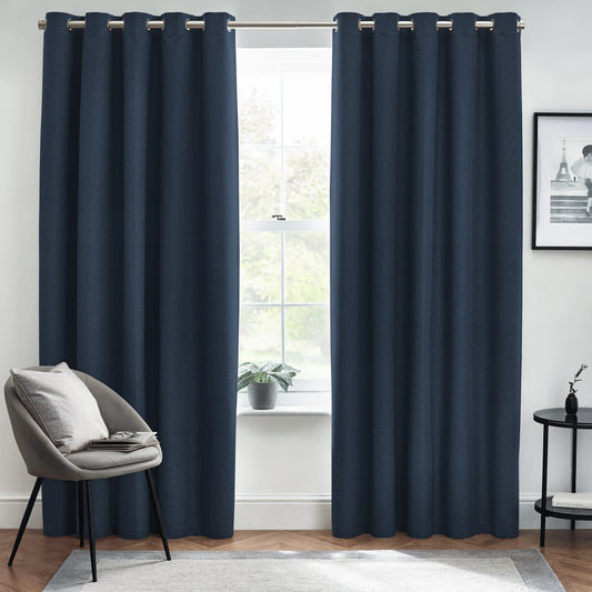 Blackout Eyelet Curtains - Dawn Blue