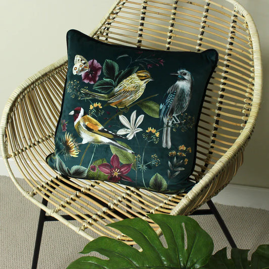Evans Lichfield · Midnight Garden Bird Cushion · Green