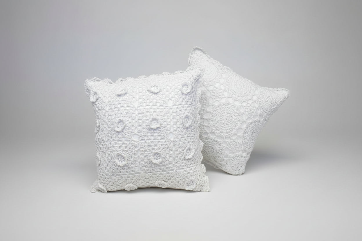 Artisan Rosette Crochet Decorative Cushion | 40 x 40 cm