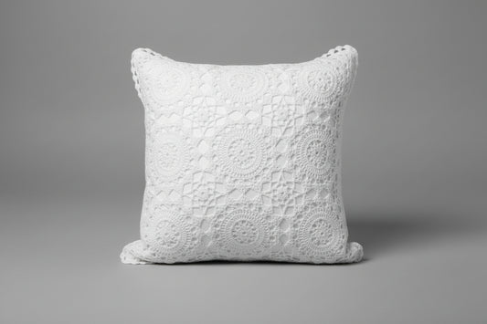 Artisan Medallion Lace Crochet Decorative Cushion | 40 x 40 cm