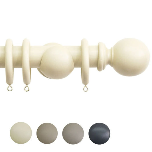 Shore 35mm · Complete Wood Curtain Pole Kit · Cream