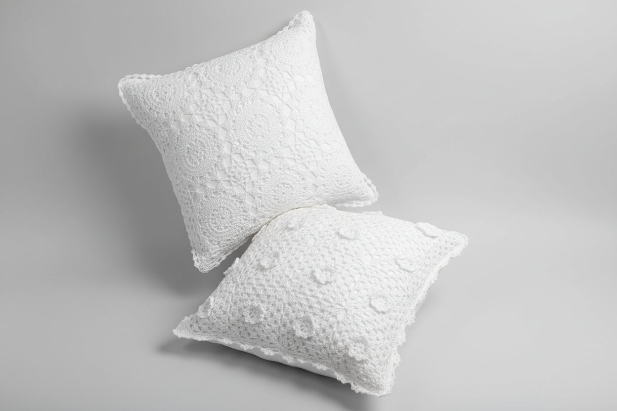 Artisan Rosette Crochet Decorative Cushion | 40 x 40 cm