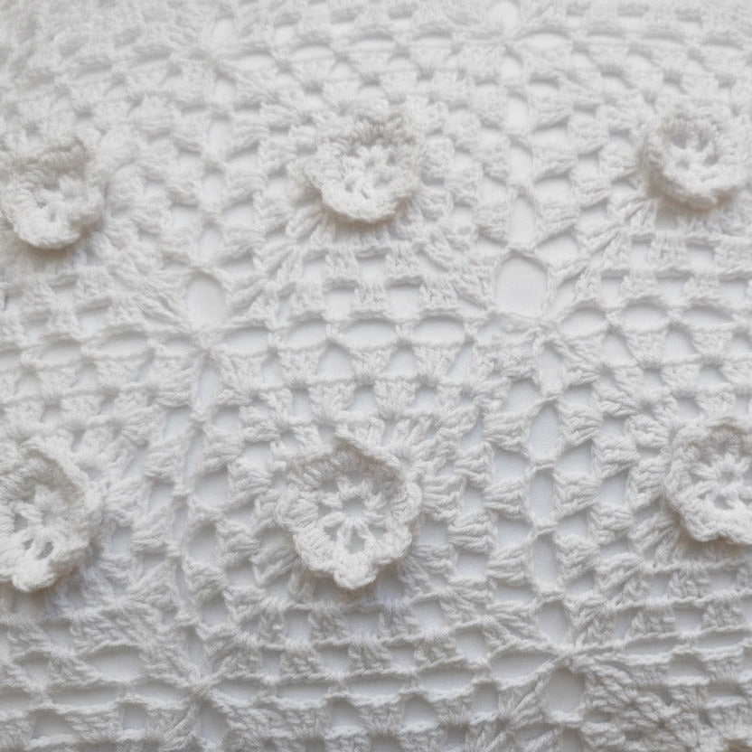 Artisan Rosette Crochet Decorative Cushion | 40 x 40 cm