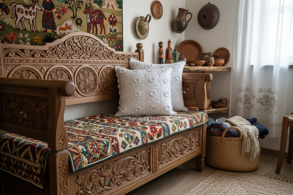 Artisan Rosette Crochet Decorative Cushion | 40 x 40 cm