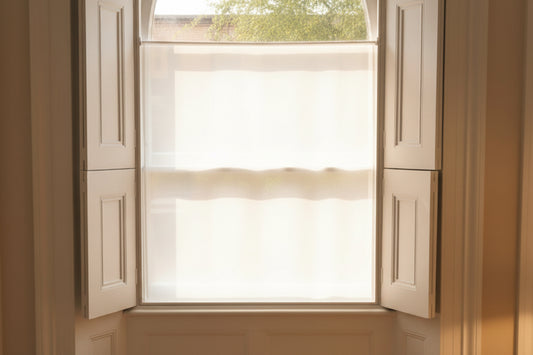 Fire Retardant Voile Café Curtain – Chalk | Made to Measure